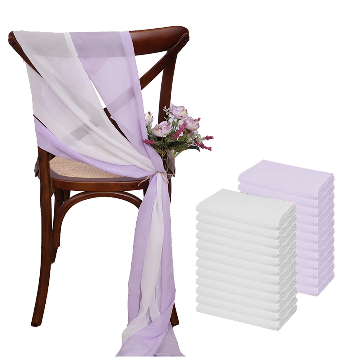 12 Pcs 17x275cm Green  Chiffon Chair Sashes  Wedding Chair Covers Ribbon Wedding Party Aisle Chair Decor
