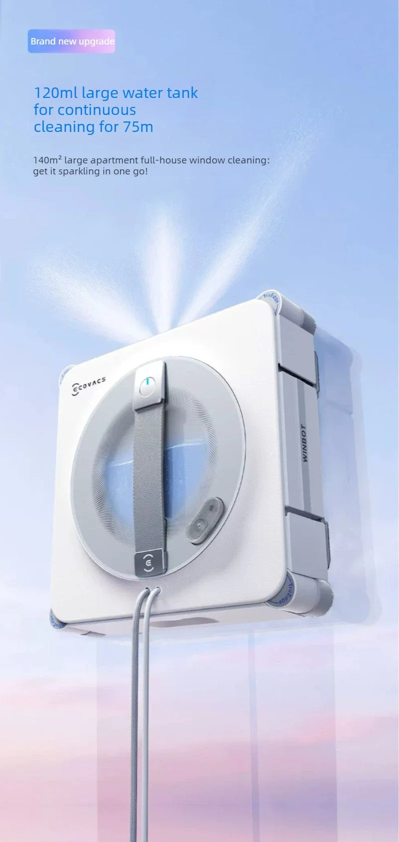 ECOVACS W2S PLUS Window Cleaning Robot Multi Functional Automatic Electric Window Glass Cleaner Smart Cleaning Machine