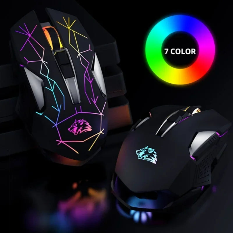 Ziyoulang X18 Wireless Charging Mechanical Mouse RGB 2400dpi Esports Gaming Mouse Pc Office Laptop Gaming Computer Free Wolf X18