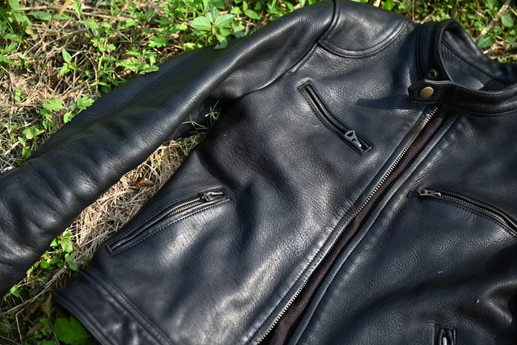 2023 New Genuine Leather Jacket Men 1.6 Thick Full-grain Top Layer Cowhide Natural Leather Clothes Men's Leather Jacket Chaqueta
