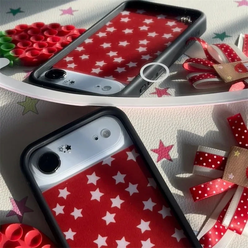 Wildflower Love sucker sucking disc strawberry Phone Case for iPhone 17 16 15 14 13 12 Pro Max Star suction cup Stickers Cover