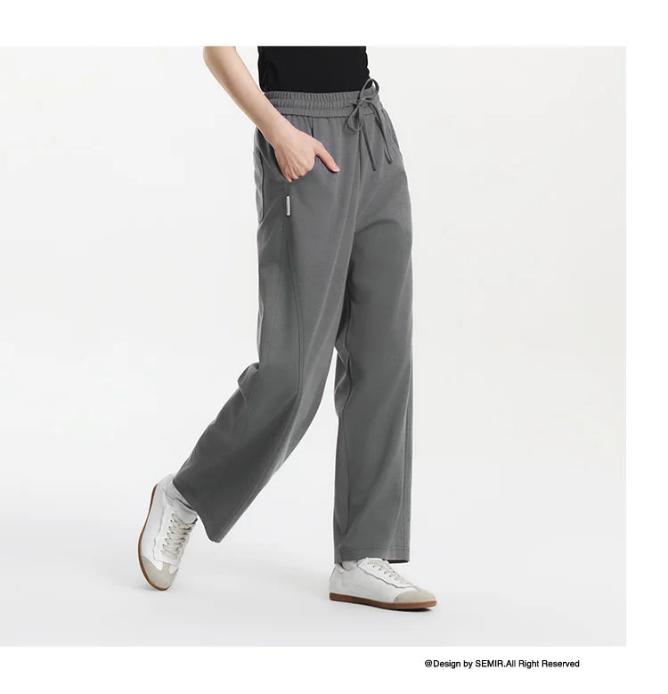 Women Pants Casual Slit Loose Curved Slim Fit Minimalist Lazy Versatile Curved Leg 2026 Summer Fashion Daily Top