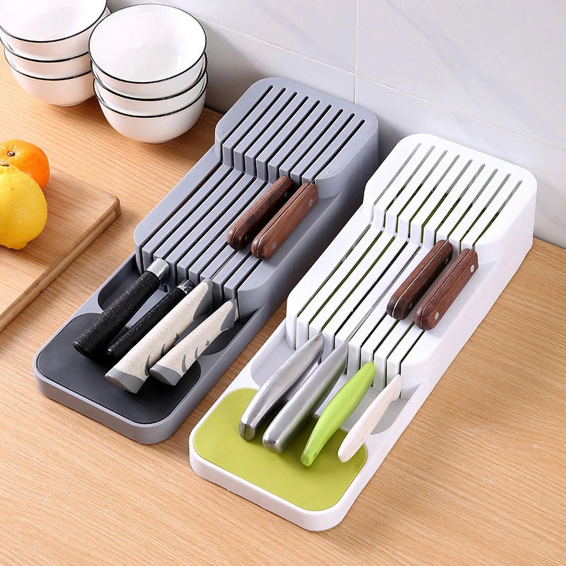 Kitchen Cutlery Organizer Knife Storage Spoon Forks Compartment Tableware Organizer Spice Bottle Storage Box