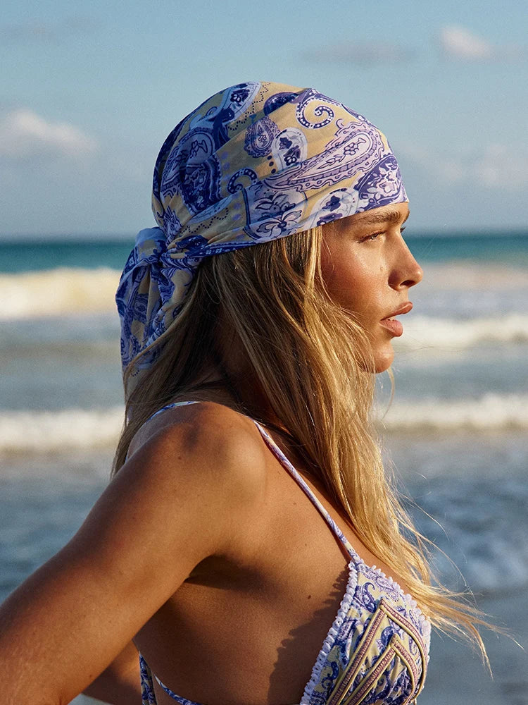 ZRTAK Sexy Bikini Dress Print Bikini Cover up Hairband Bathing Suit Swimsuit Women Beachwear Swimwear Bikini Sets