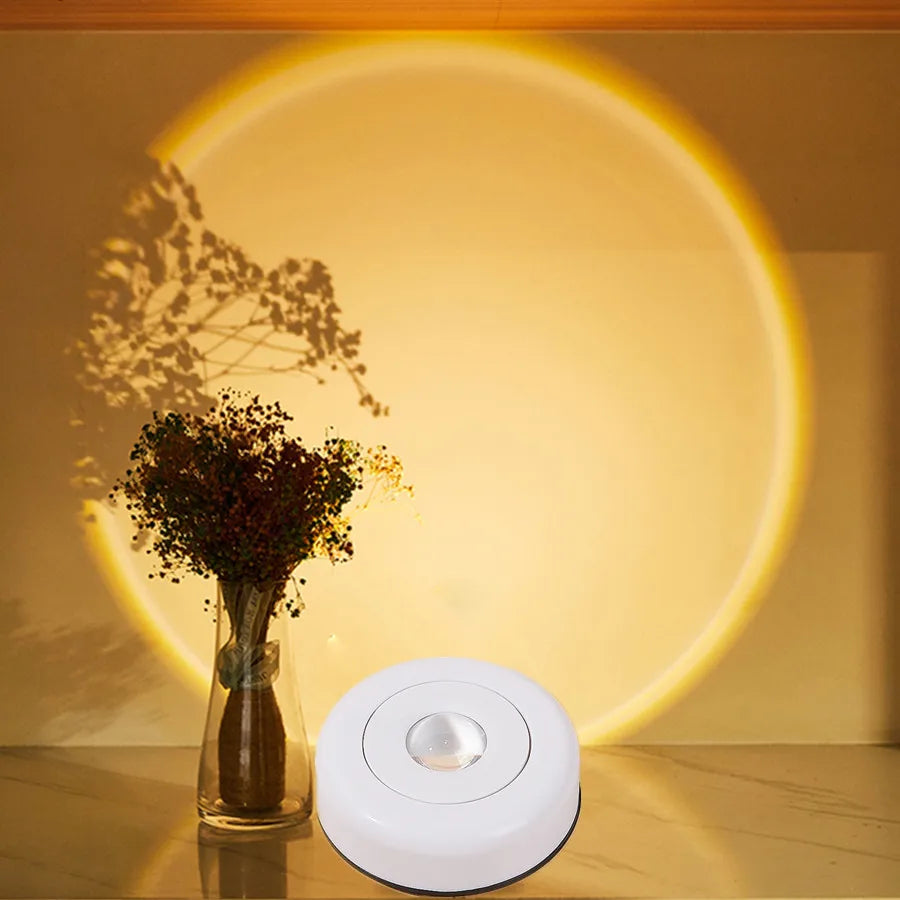 Touch LED Cabinet Lights Battery Powered Stick On Wall Sunset Lamp for Kitchen Bedroom Closet Cupboard Night Light Decoration