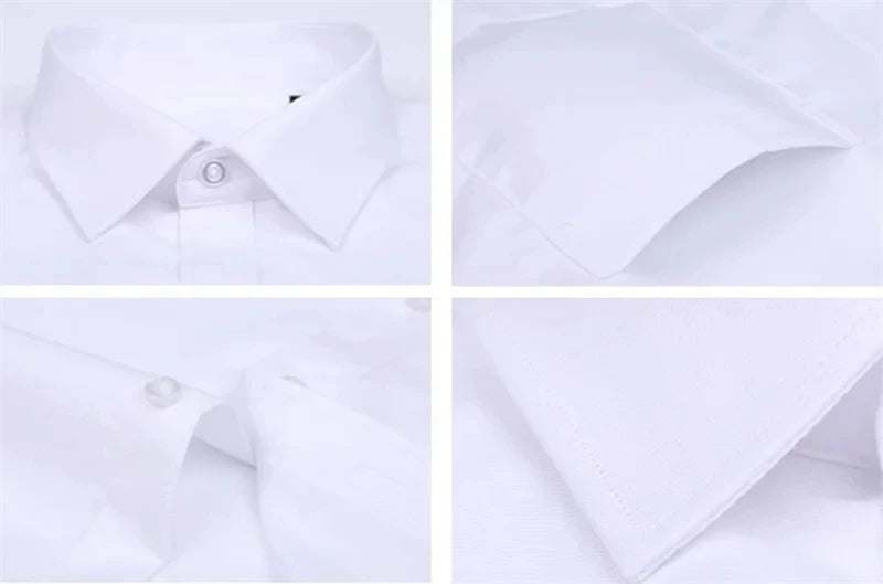 New Men's Fashion Pure Cotton Business Dress Shirts For Man Short Sleeved Shirt White Classic Social Casual Slim Fit Shirt 8XL