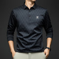 BROWON 2026 Spring Autumn Elegant Polo Shirts for Men Long Sleeve Lapel Color Printed Soft Comfortable Males Tops and Tees