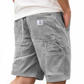 2026 Summer Men's Retro Corduroy Workwear Shorts Elastic Waist Multi-Pocket Casual Shorts Embroidery Daily Shorts For Male