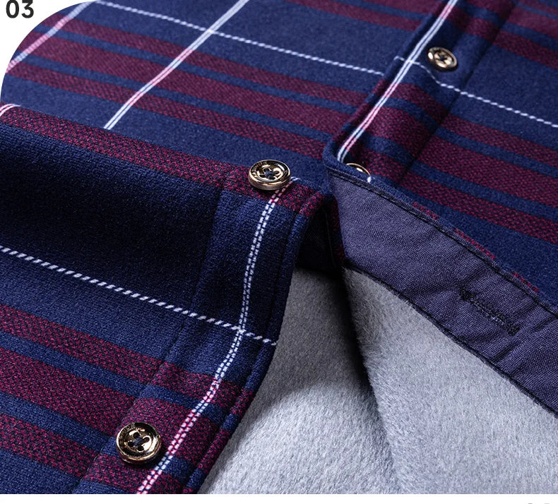 New In Tops Men's Thicken Flannel Fur Lined Shirts Autumn Winter Plus Sized Warm Long Sleeved Plaid Business Casual Slim Clothes