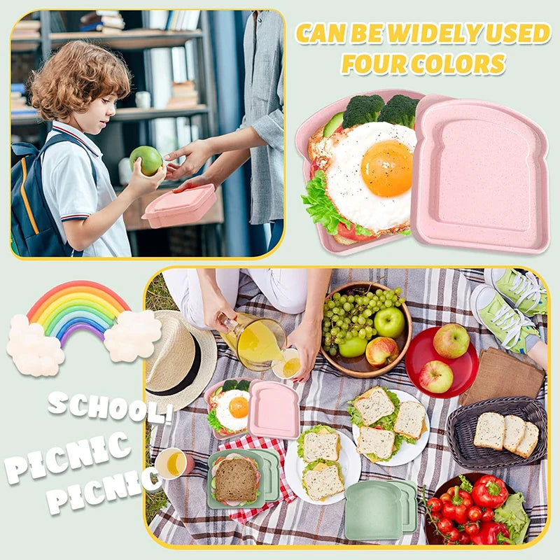 Sandwich Containers Lunch Box Toast Storage Box With Lid Portable Food Storage Case Reusable Microwave Lunch Box Sandwich Case