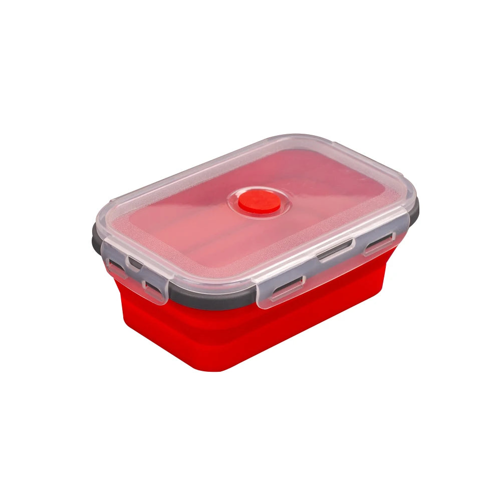 1 PCS Silicone Folding Lunch Box Food Grade Square Portable Microwave Oven Lunch Box Outdoor Travel Picnic Preservation Box