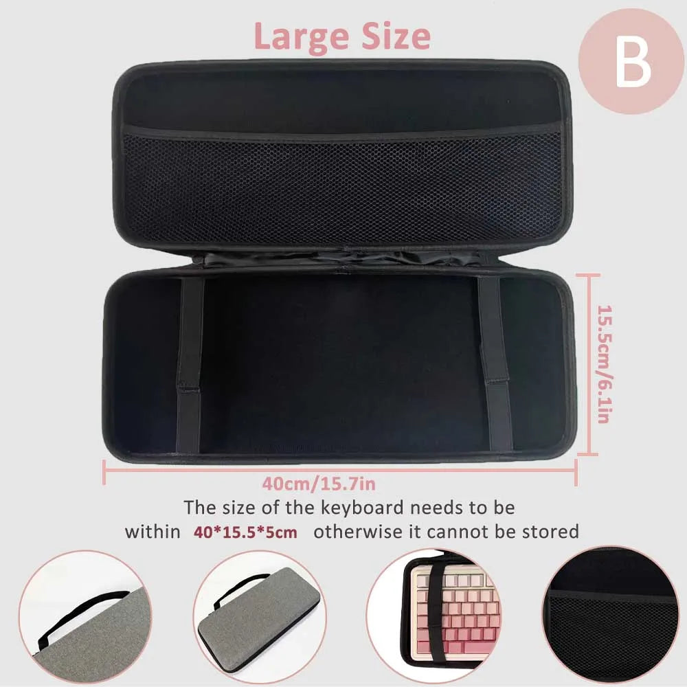 Hard Case Keyboard Storage Bag Grey Black Dustproof Protective Keyboard Box 60 75 80 95 100 Layout Mechanical Keyboard Case