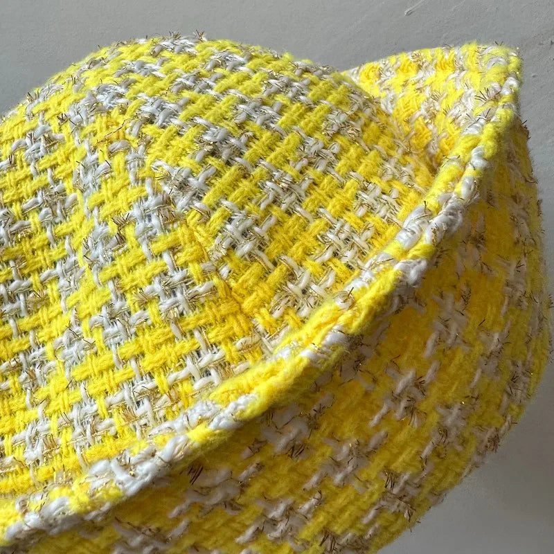 Fall Elegant Tweed Berets for Women Sailor Hat Japanese Versatile Naval Winter Fashion Party Warm Cute Jk Y2K Bucket Hat