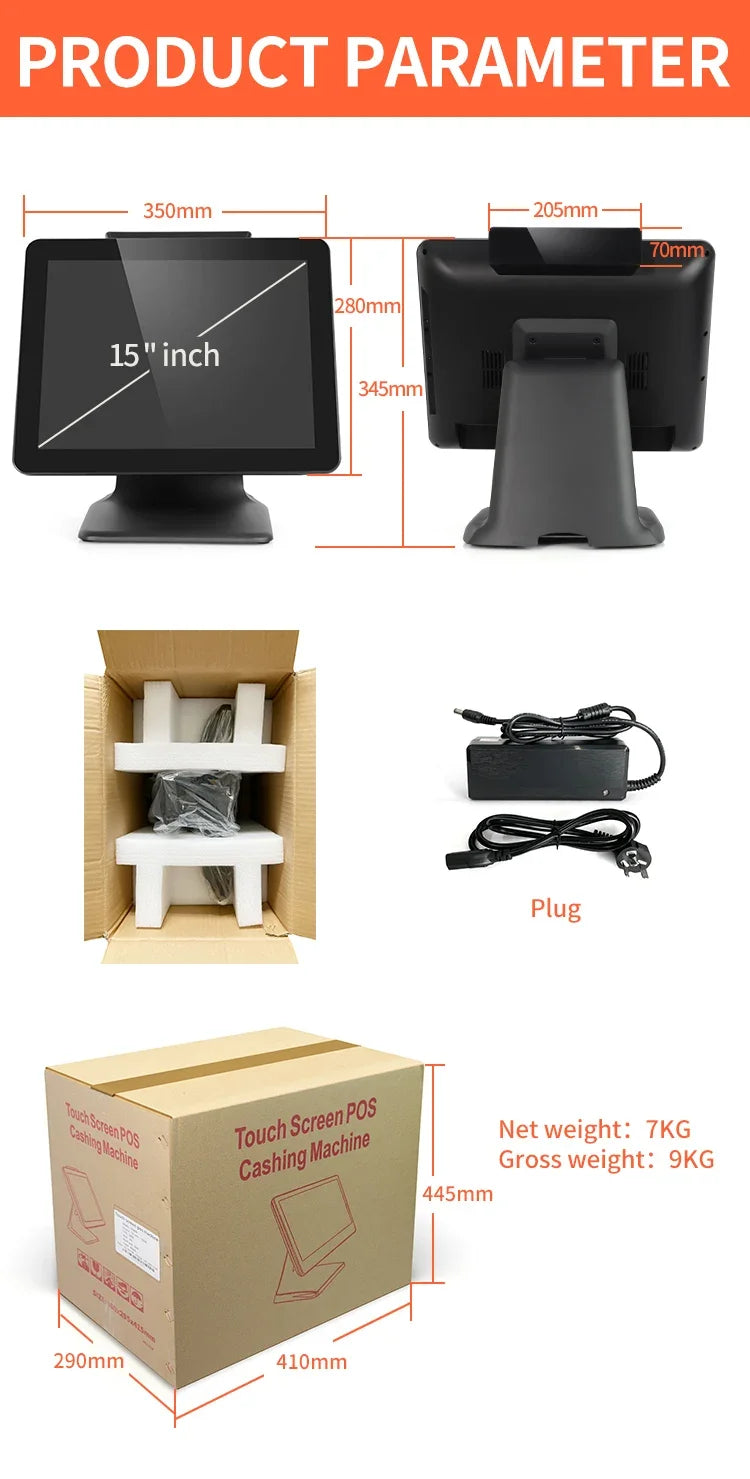 Desktop POS Computer Cash Register Touch Screen All in One POS System Terminal Machine with Scanner / Printer / Drawer
