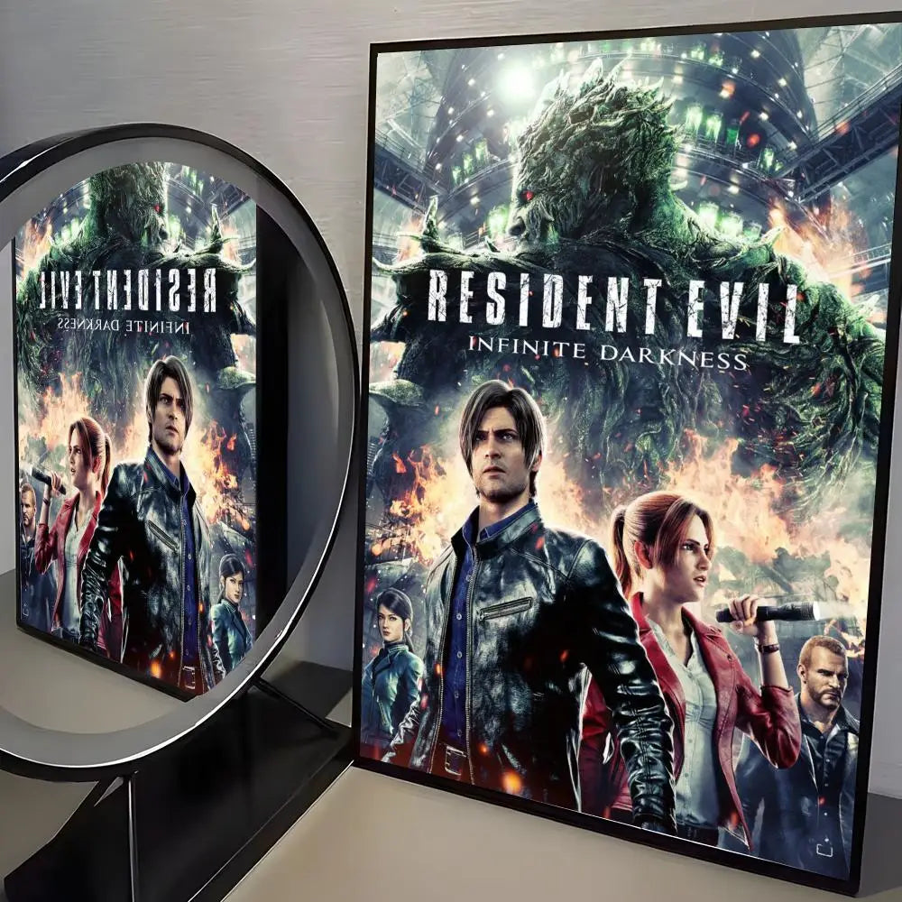 R-Resident Evil Game Poster Home Living Bed Room Bar Hallway Sticky Wall Art Printing Aesthetic Decor