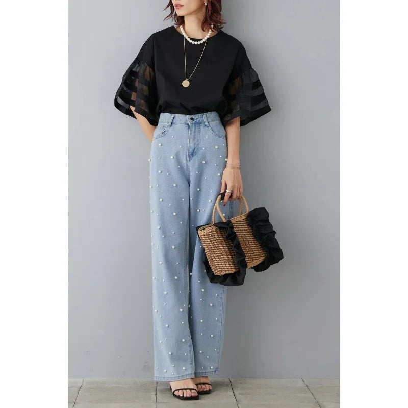 Flare Sleeve Shirts & Blouses Fashion Loose 2026 Woman Blusas New Arrivals Camisas Japan Korean Ropa Mujer Summer Tops