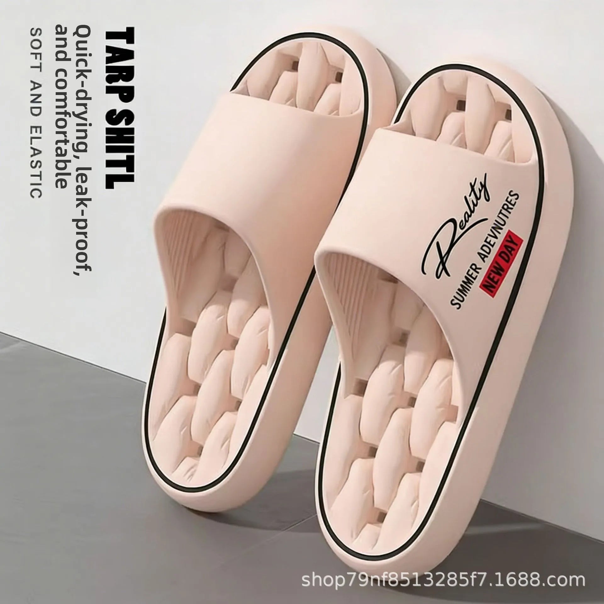 New Summer Thick Bottom Slippers Indoor Home Bathing Anti-slip Couple Outdoor Wearable Slip-On Shoes Men's Comfortable Massag...