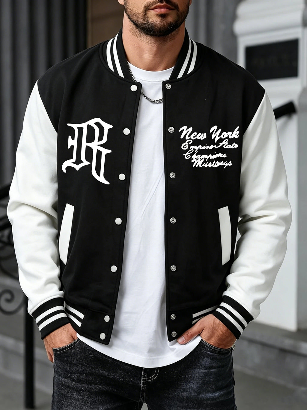 New York And R Art Letter Pattern Baseball Jersey Men'S Autumn Winter Jackets Soft Loose Clothing Sports High Street Clothes