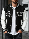 New York And R Art Letter Pattern Baseball Jersey Men'S Autumn Winter Jackets Soft Loose Clothing Sports High Street Clothes