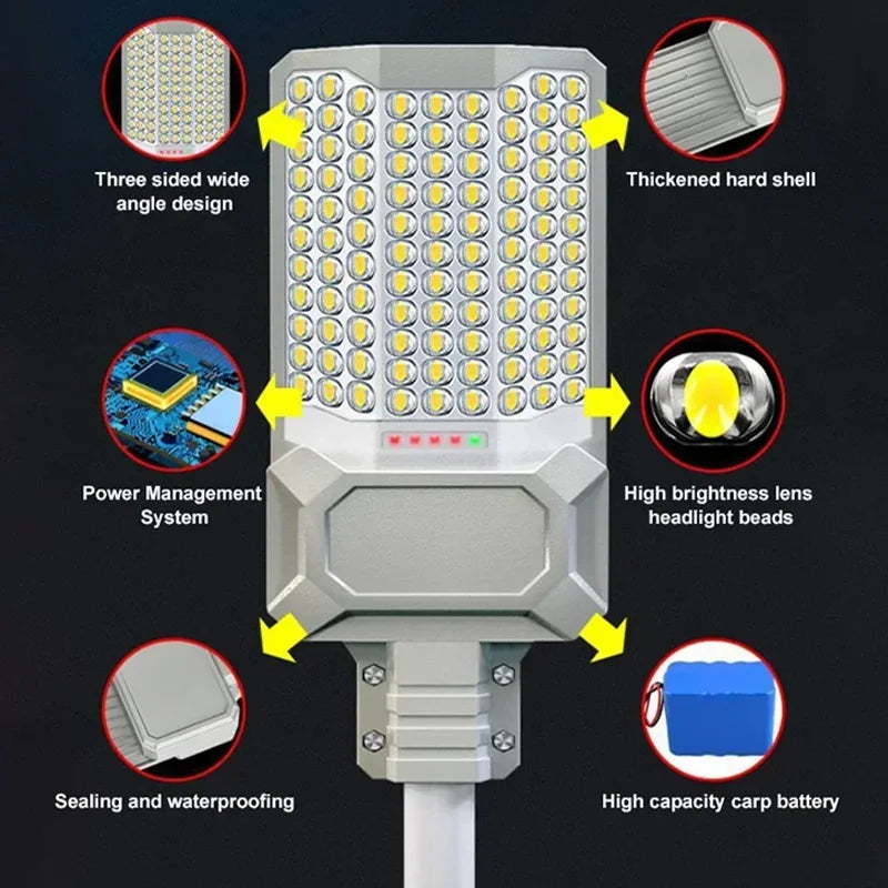 12000W Solar Lamp Solar Street Light Outdoor LED Solar-Powered Driveway Lighting System for Garden Parking Lot Square Road Yard