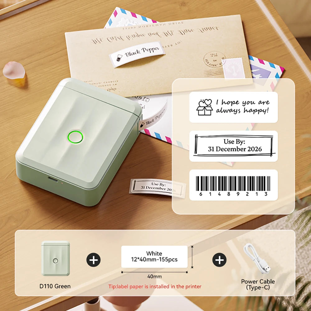 Niimbot D110 Mini Thermal Label Printer Wireless Adhesive Sticker Maker DIY Name Tag Inkless Labeling Machine for Phone