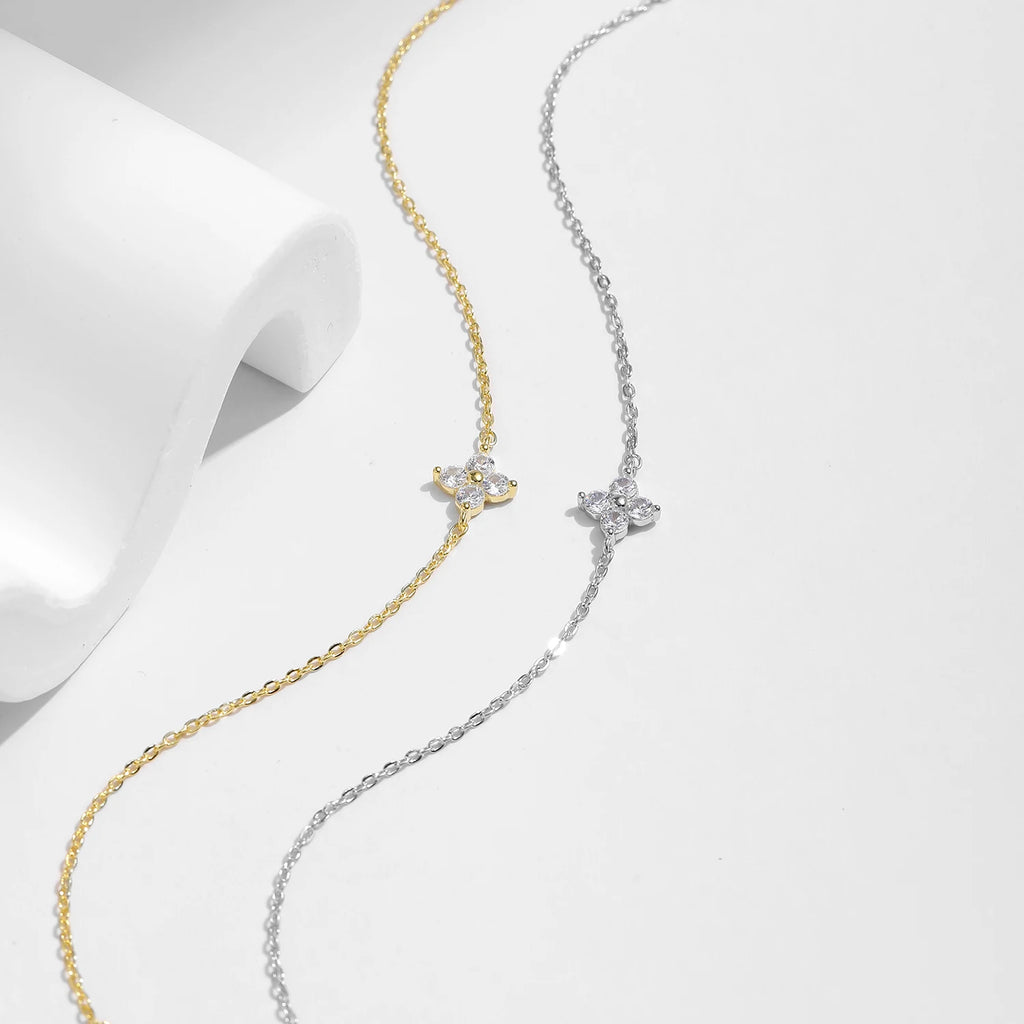 MODIAN 925 Sterling Silver Stackable Four Leaf Clover CZ Bracelet For White Gold Plated Link Chain Women Party Fine Jewelry