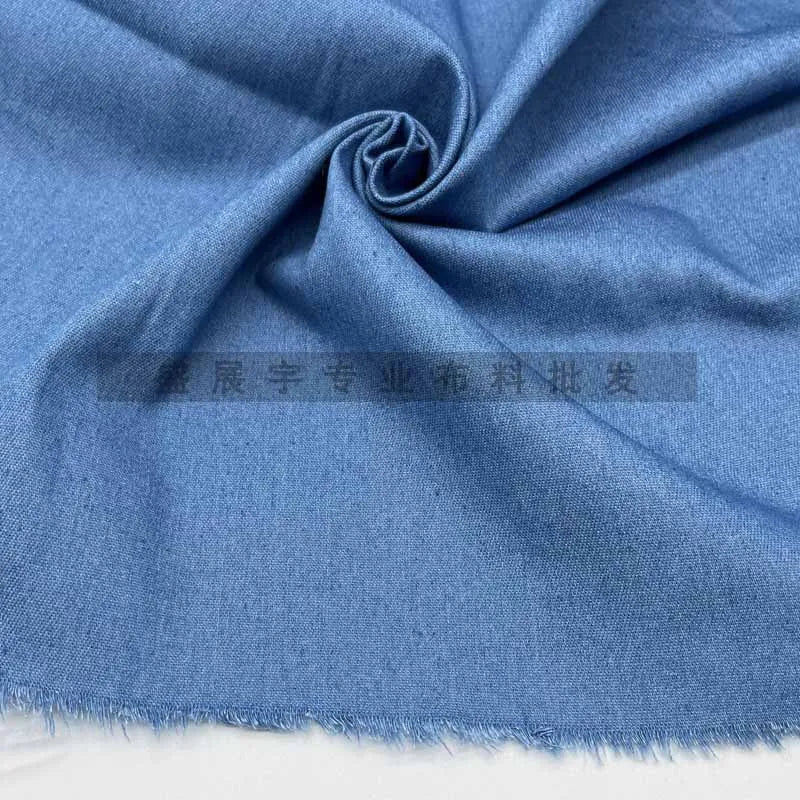 Thin Elastic Denim Fabric By The Meter for Clothing Shirts Jackets Pants Dresses Skirts Bags DIY Sewing Washed Cloth Soft Black