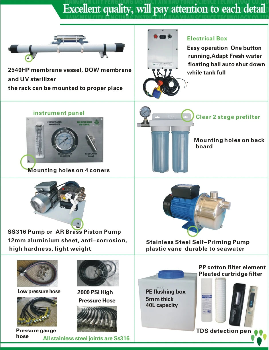 Boat And Yacht And Sailboat 1TPD Seawater Reverse Osmosis Desalination System Device Equipment Machine Plant Unit