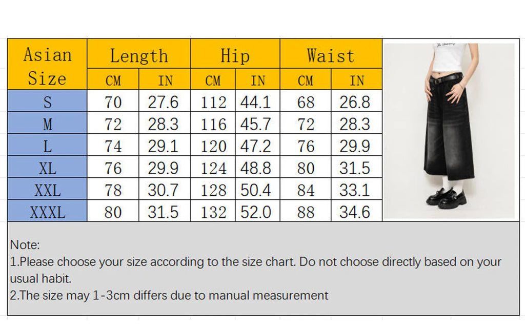 High Waist Black Retro Washed Denim Shorts Women's Harajuku Vintage Fashion Casual Loose Y2K Streetwear Mid Long Wide Leg Pants