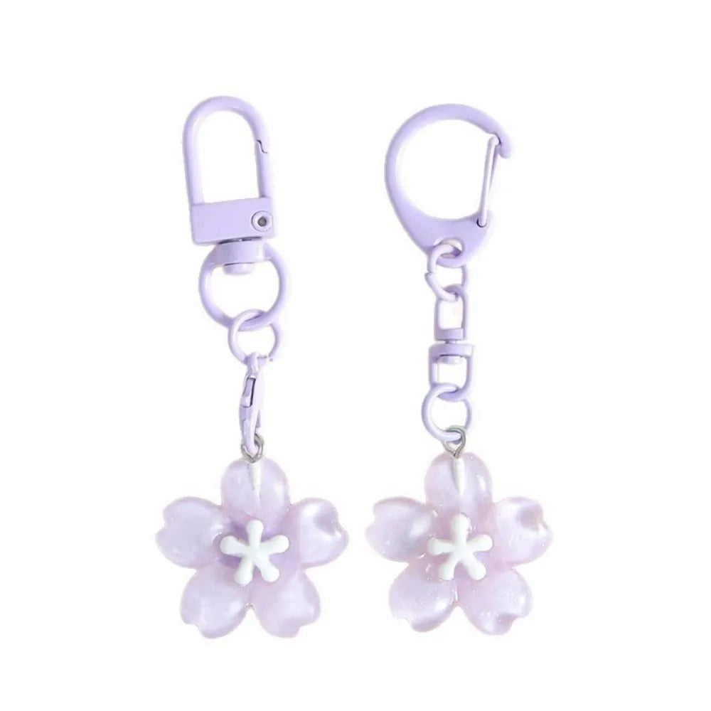 Cute Resin Cherry Blossom Keychain Colorful DIY Car Key Ring Bag Pendant Jewelry Accessories