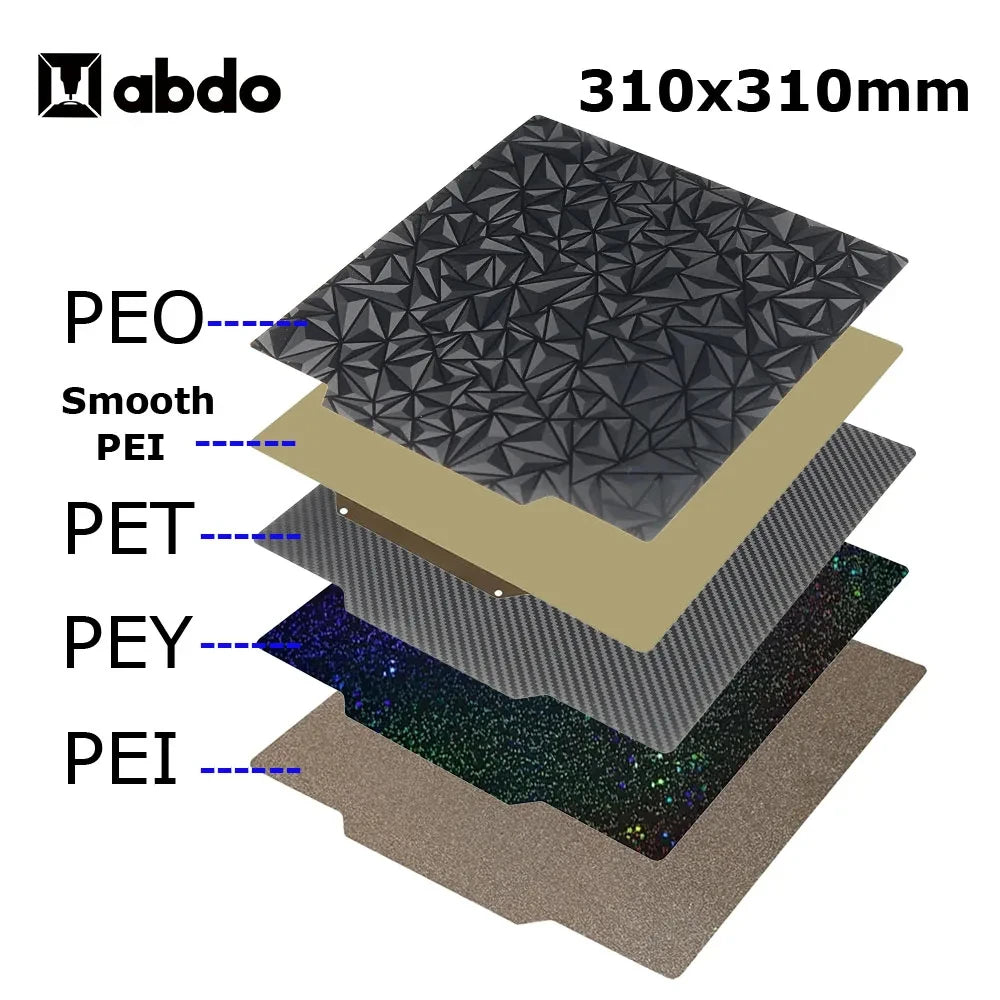 PEI PEO PEY PET Magnetic Build Plate for CR10 CR10S 3D Printer Bed 310x310mm Spring Steel Sheet for Artillery Sidewinder X1 X2
