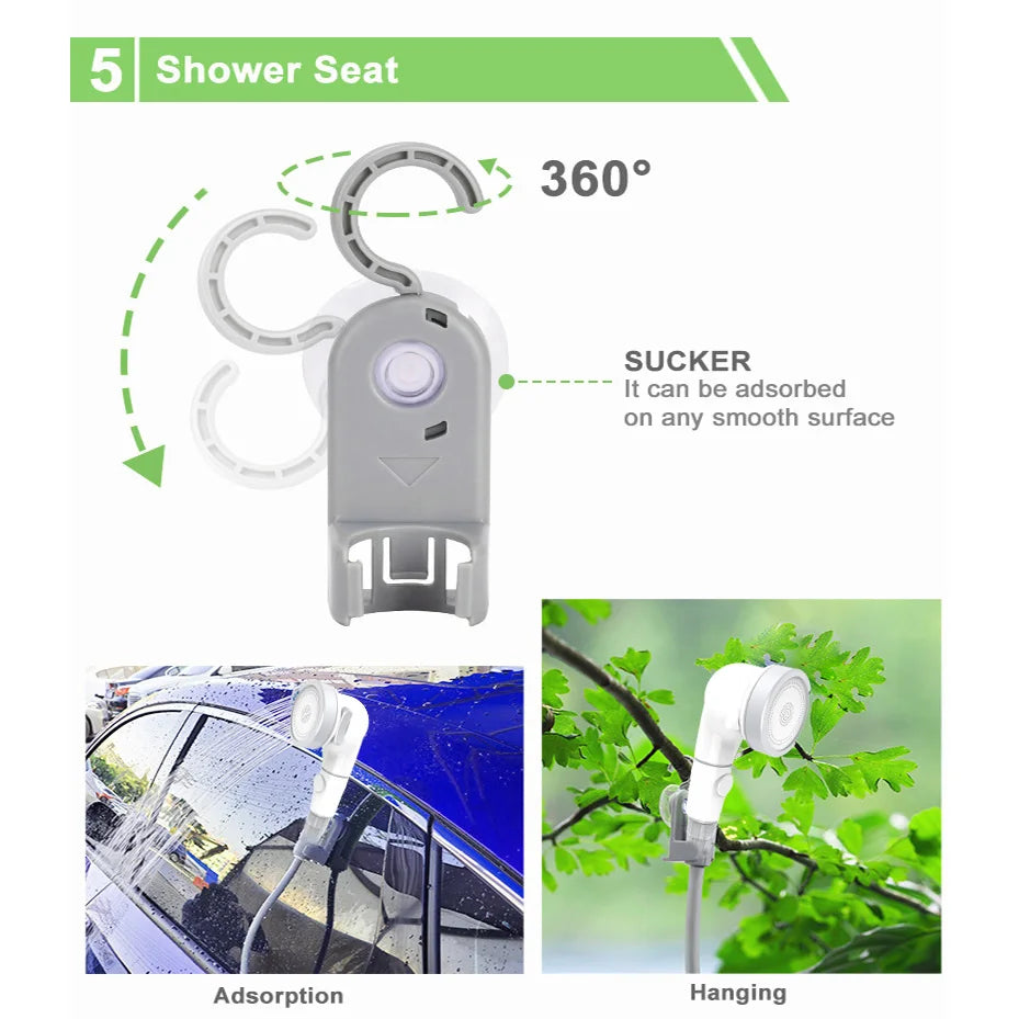 Portable shower for camping, Portable outdoor shower With LED lamp,IPX8 Camping shower pump,Suitable for Hiking,Camping，Beach