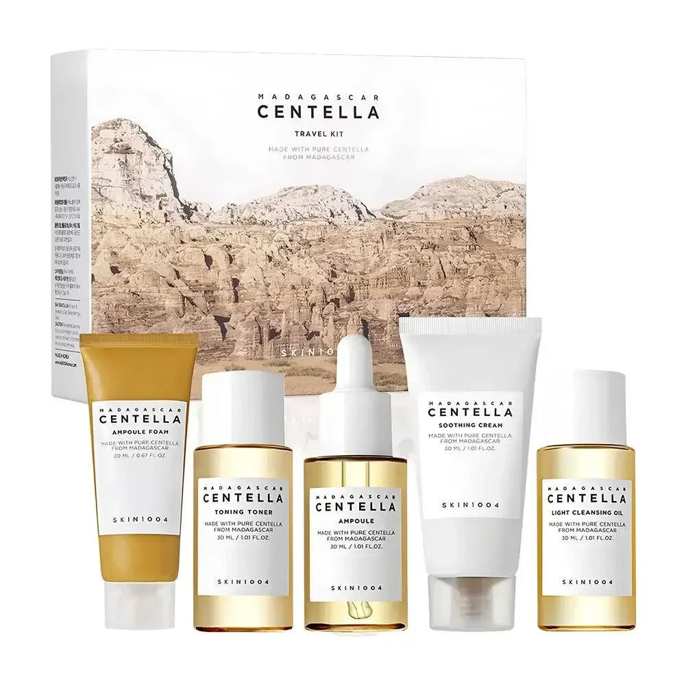 SKIN1004 Madagascar Centella Asiatica Skin Care Set 5pcs Facial Cleansing Oil Foam Ampoule Toner Cream Soothing Whitening Kit