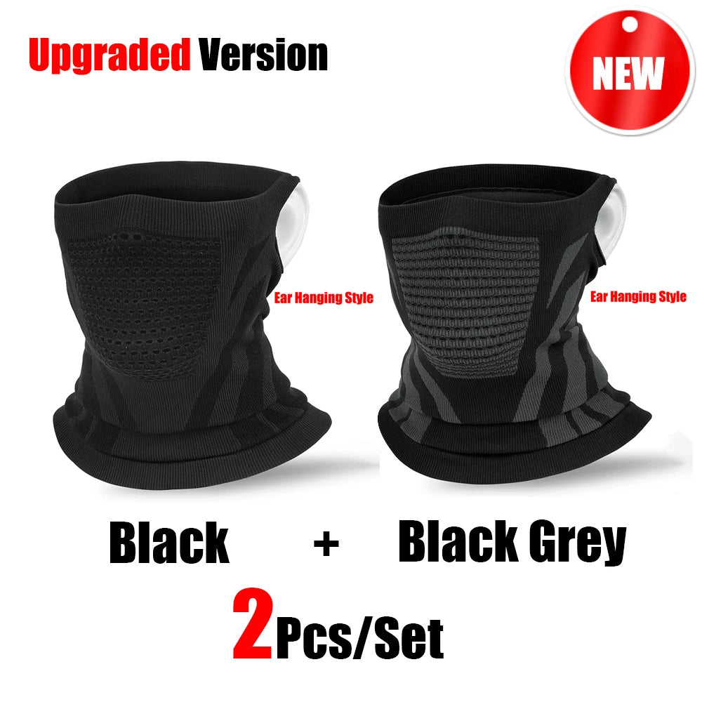 2Pcs/Set Unisex Winter Warm Skiing Mask Elastic Breathable Outdoor Sports Running Fishing Multi-Functional Neck Warmer Headscarf