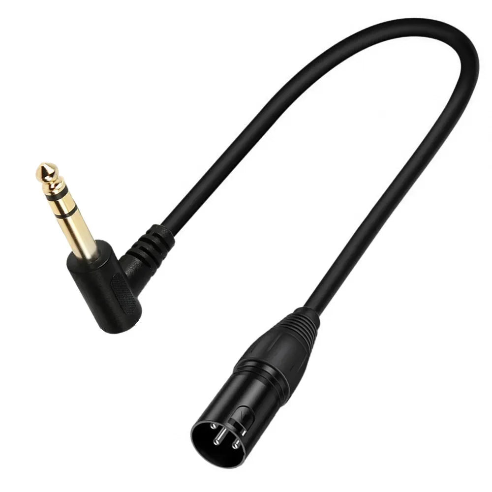 90-degree right-angle 1/4-inch TRS to XLR male balanced signal interconnect cable 1/4-inch to XLR female jumper cable 0.5 meters