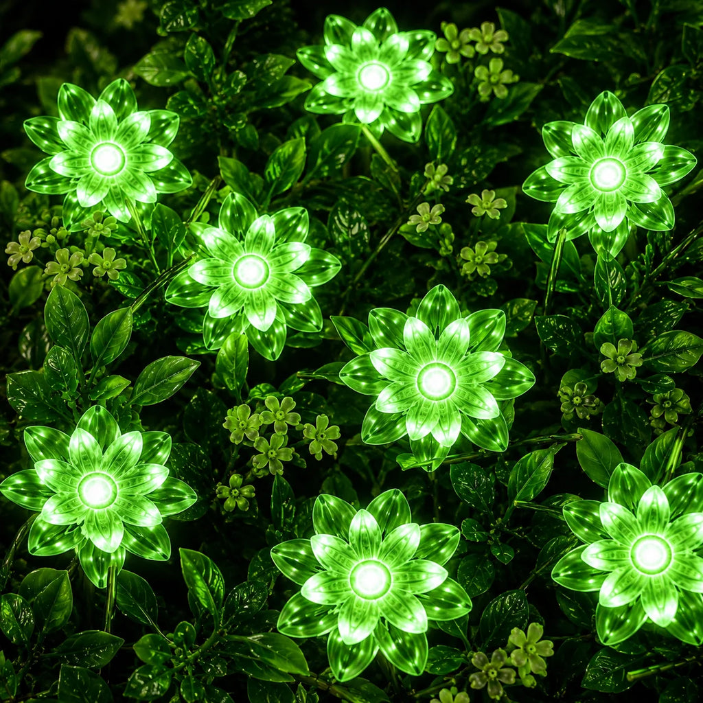 Solar Lotus String Lights 5M/20LED 7M/50LED 12M/100LED 8 Modes Outdoor Fairy Lights for Garden Patio Christmas Decor
