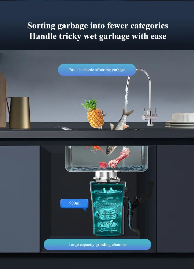Silent Automatic Kitchen Food Waste Disposer Garbage Processor for Home Sink