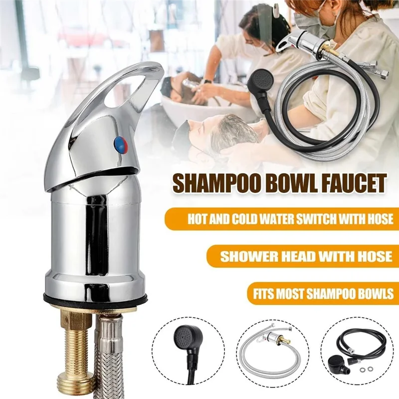 ABKS-Water Faucet Set, Salon Shampoo Bowl Faucet And Sprayer Kit With Sprayer Hose, Home Salon Spa Hot Cold Mixer