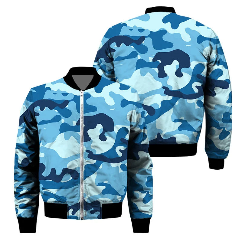 Classic 3d Print Camouflage Zipper Jacket For Men Outdoor Sports Camo Jackets Cool Street Spring Autumn Long Sleeves Coat Tops