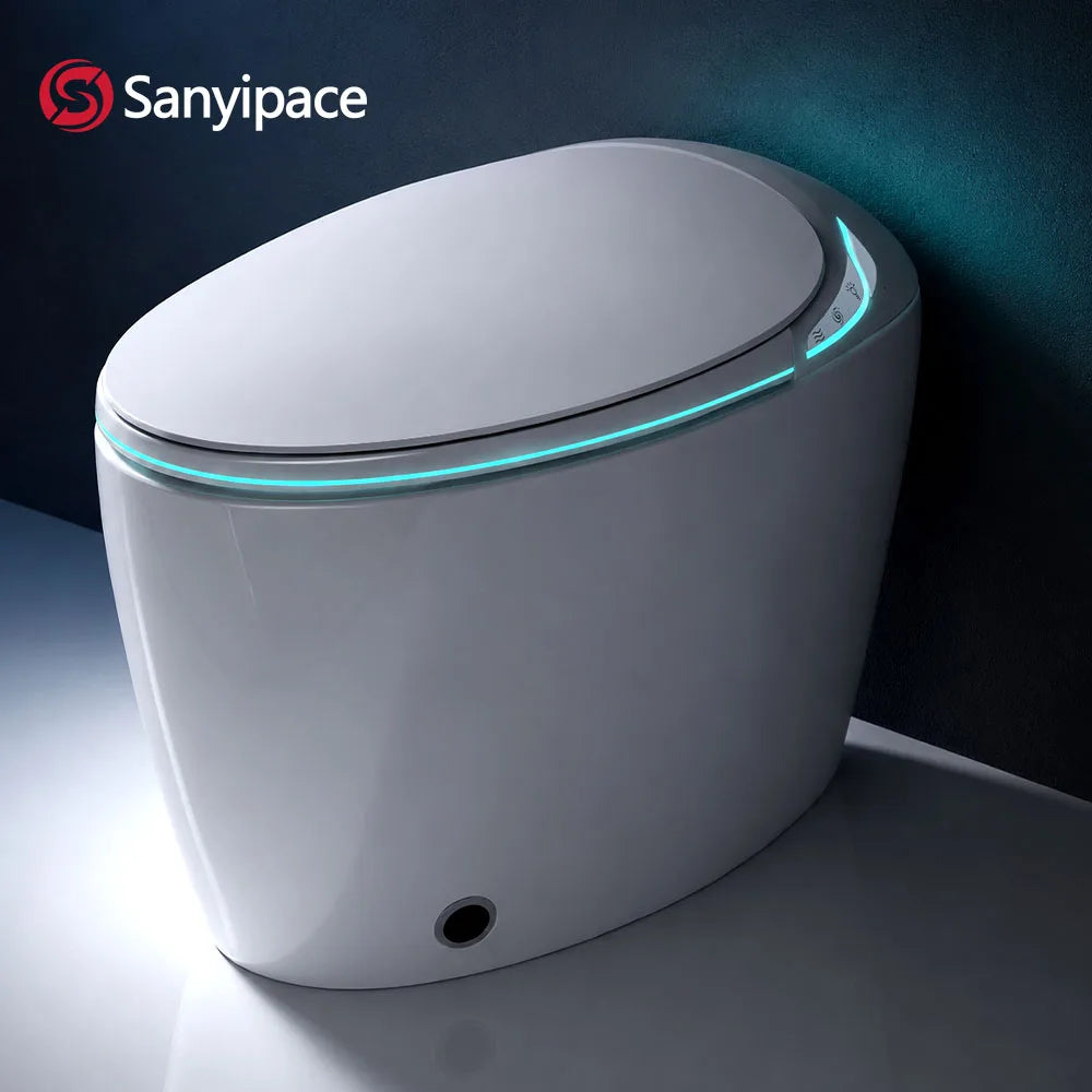 Sanyipace Smart Toilet Seat with Bidet 17.3" ADA Comfort Height Air Dryer Heated Seat Warm Water 1000 Map 360° Auto Flush Toilet