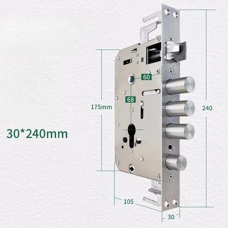 6068 304 Stainless Steel Security Door Lock Body With Hook Internal Gear Structure Anti Stuck for Smart Fingerprint Lock