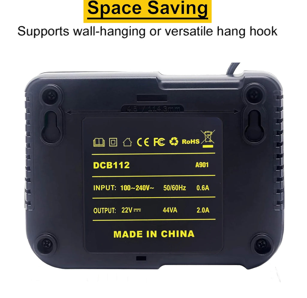 DCB112 Charger Repalcement for Dewalt 12V/20V Battery Charger Compatible with Dewalt 12V/20V Max Battery DCB200 DCB203 DCB125 DCB107