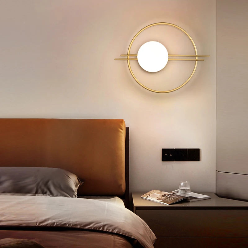 Modern LED Wall Lamps Black Gold Glass Ball Wall Sconces Living Rom Bedroom Hotel Decor Wall Lights Bedside Lights Aisle Lamp G9