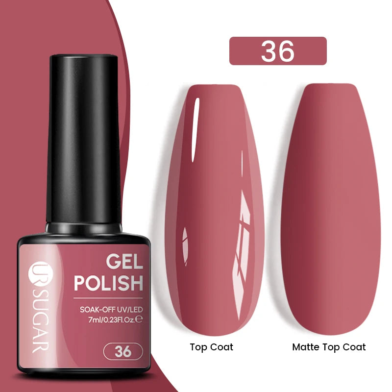 UR SUGAR 7ML Valentine’s Day Gel Nail Polish 107 Colors Classic Black Red Glitter Semi Permanent Autumn Soak Off UV Gel Varnish