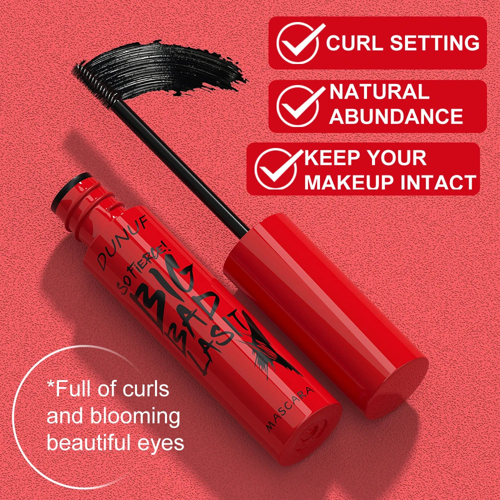 DUNUF Long-Lasting Mascara 1 Pcs Waterproof Sweat-Proof Non-Smudging Thin Thick Curling Beginner Friendly Makeup Product