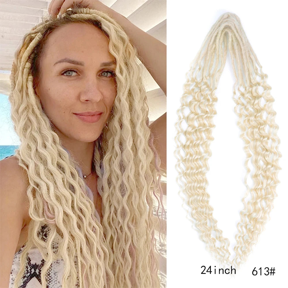 Dreadlock Extensions Handmade Crochet Hair Synthetic 24 36 Inches Dread Extension Crochet Braids For Women Dreadlocks Hair