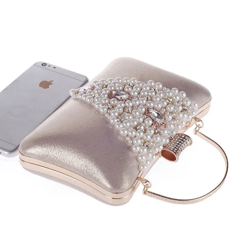 Women's Diamond Dinner Bag Portable Party Banquet Pearl Cheongsam Dress Fashion Rhinestone Handheld Clutch Bag Bolsas Grife Luxo