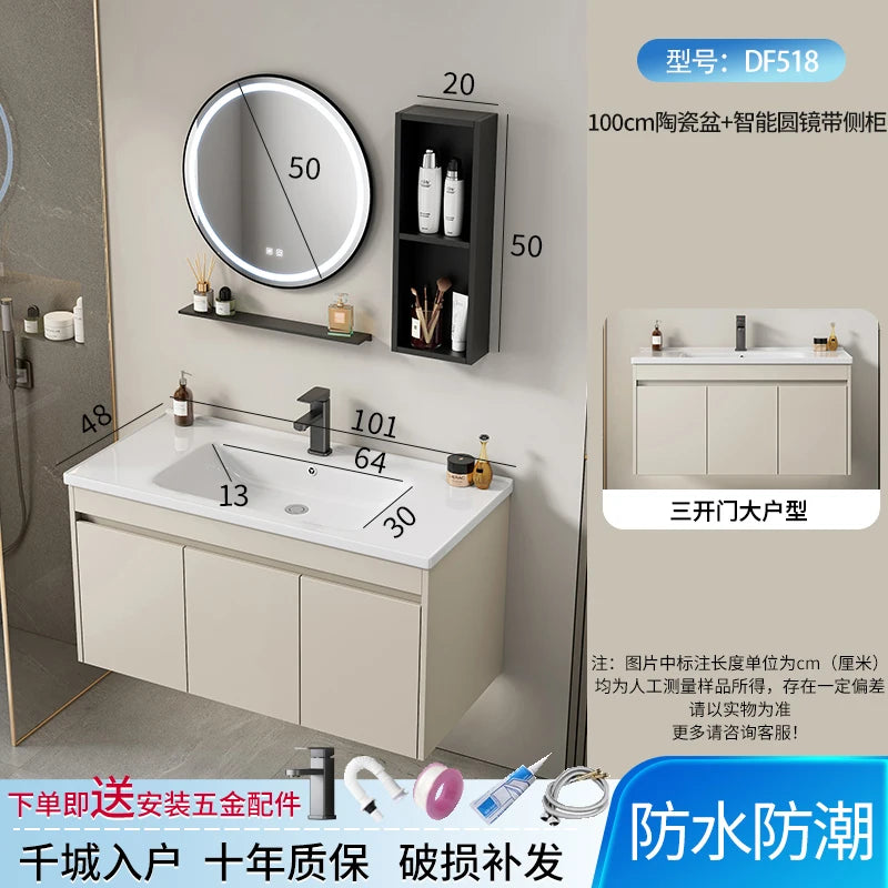 Wall Basin Bathroom Cabinet Set Sink Mirrors Shelves Bathroom Cabinets Storage Organizer Mobile Bagno House Accessories