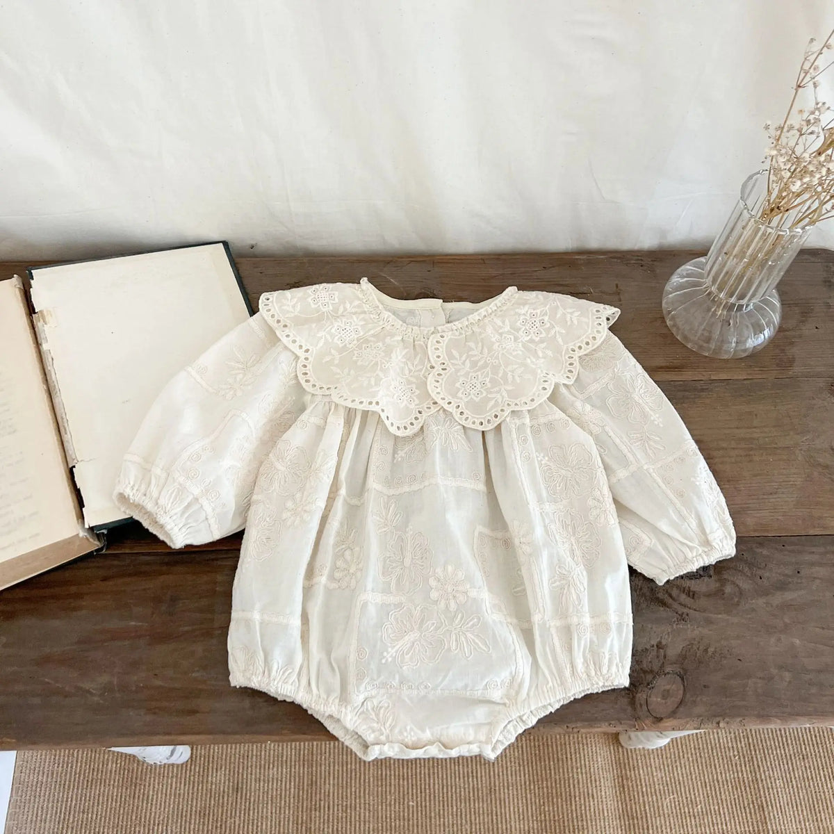 Autumn Newborn Infant Baby Girls Lace Lapel Romper Sister  Embroidery Dresses Muslin Rompers Kids Onepiece Fashion Baby Clothing