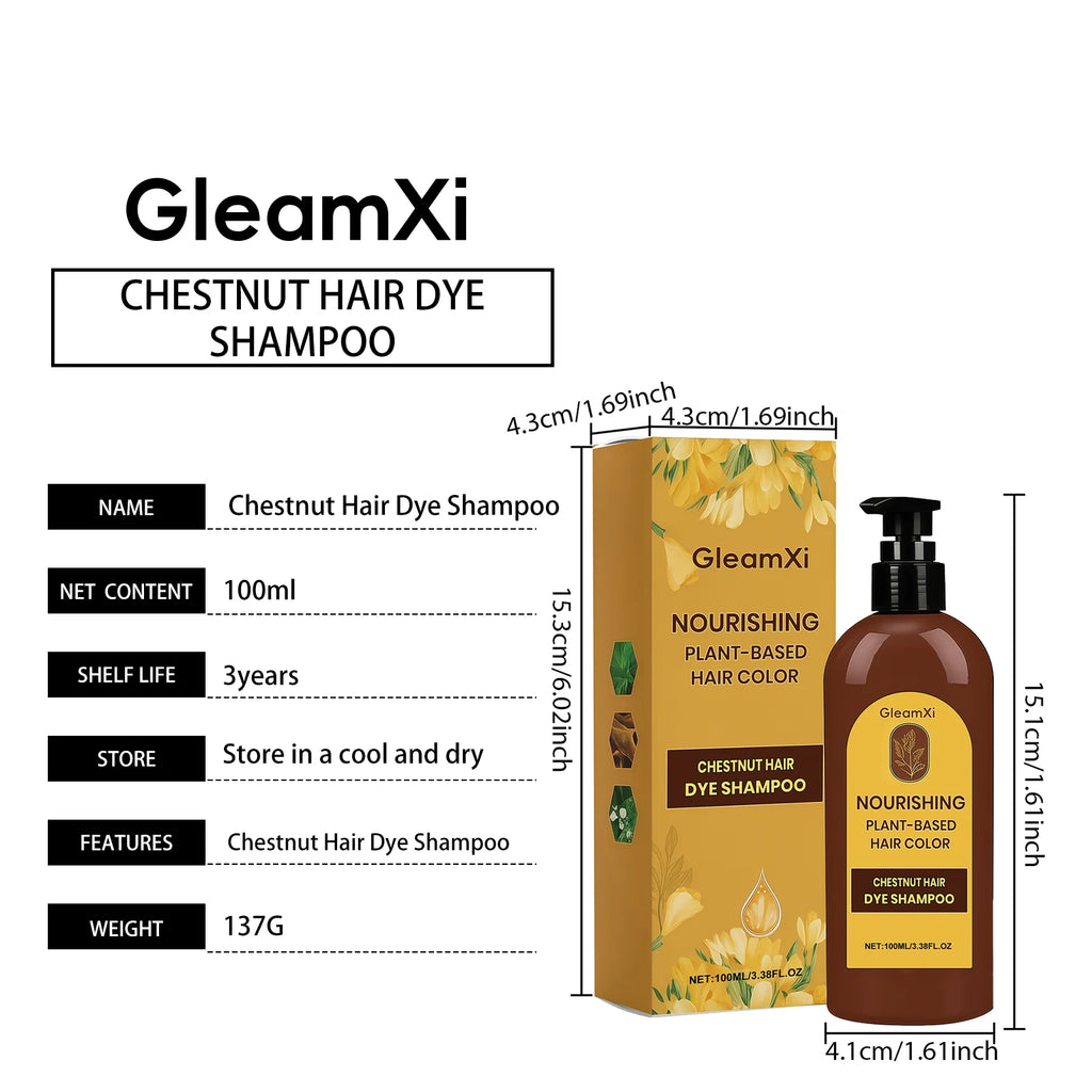 Hair Dye Shampoo Natural Black Chestnut Color Even Coloring Repair Gray White Hair Smoothing Nourishing Instant Coloring Shampoo